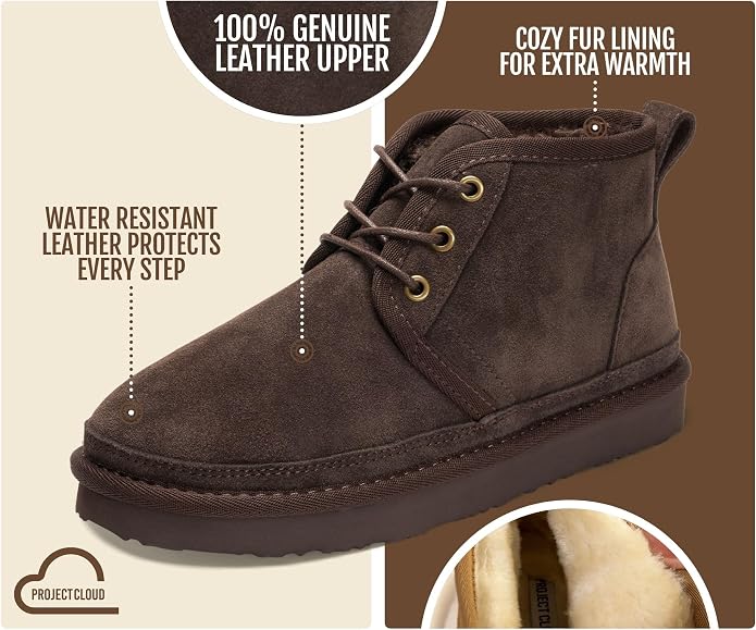 Espresso Suede Genuine Leather Snow Boots SA61 - Image 2