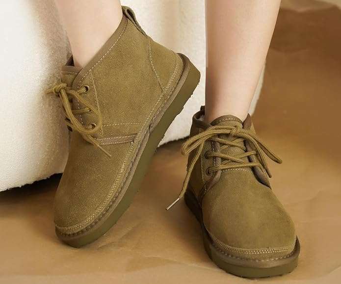 Green Genuine Leather Snow Boots SA60 - Image 2