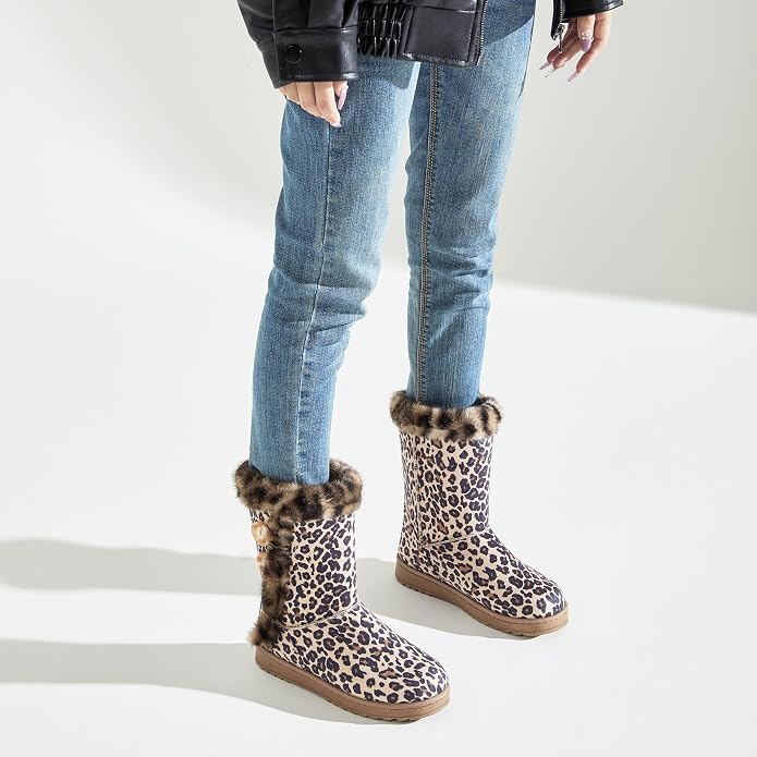Leopard Mid Calf Snow Boots SA64 - Image 2