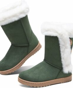 Olive Mid Calf Snow Boots SA67