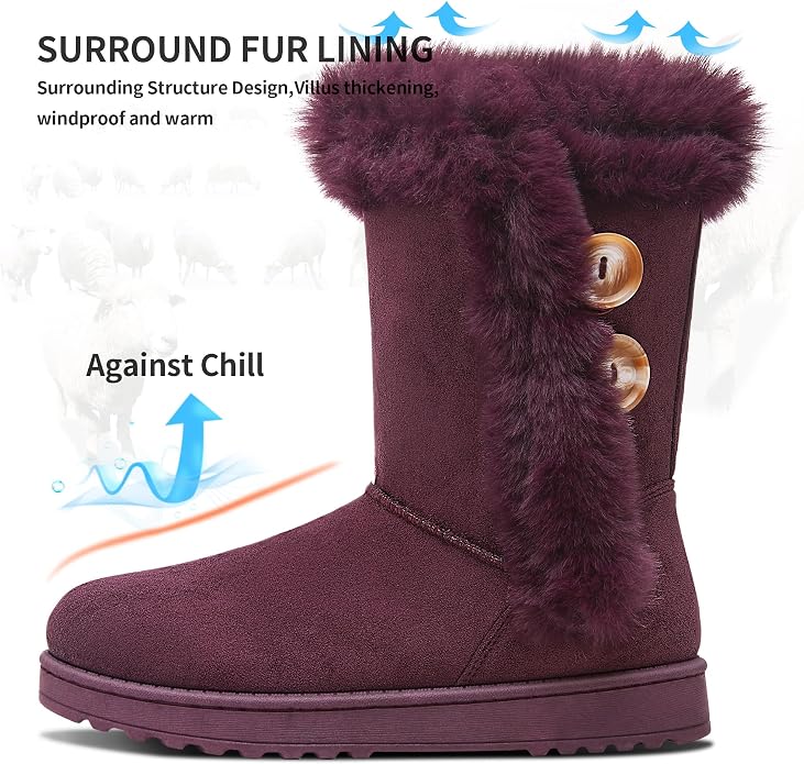 Purple Mid Calf Snow Boots SA66 - Image 2