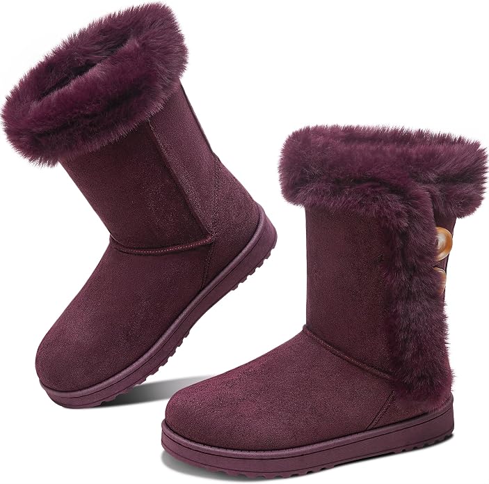Purple Mid Calf Snow Boots SA66
