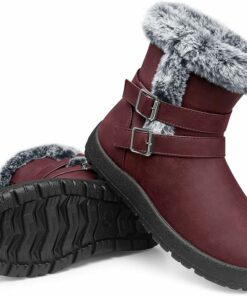 Red Fur Lined Warm Winter Boots SA51