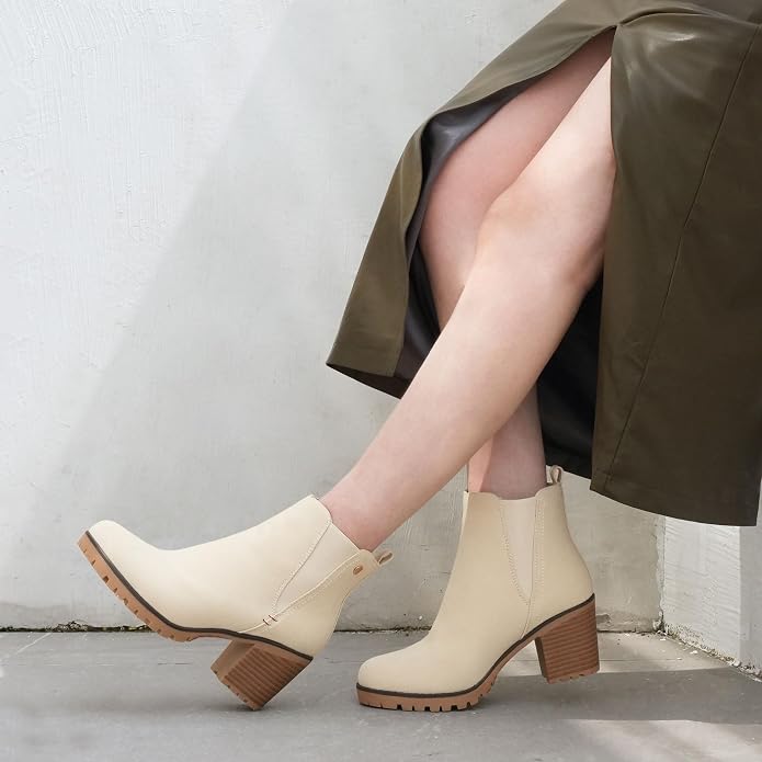 Sand Slip On Chelsea Boots SA77 - Image 2