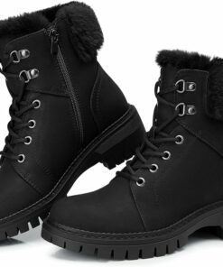 Black Comfortable Lace-up Combat Boots SA111