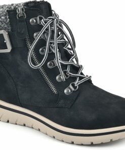 Black Hearty Cushioned Hiker Ankle Boots SA115