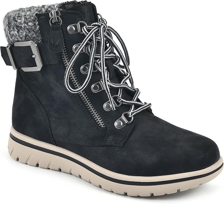 Black Hearty Cushioned Hiker Ankle Boots SA115