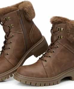 Brown Comfortable Lace-up Combat Boots SA112