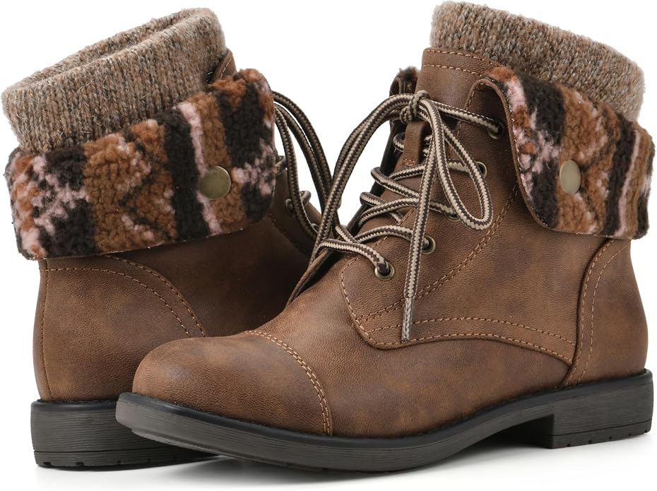 Brown Fleece Hiking Style Boots SA120 - Image 2