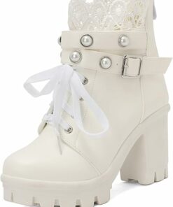 Fashion Lace White Combat Boots SA86