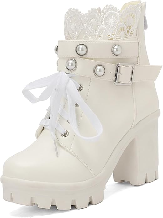 Fashion Lace White Combat Boots SA86