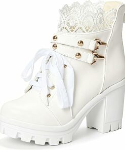 Goth White Ankle Combat Boots SA95