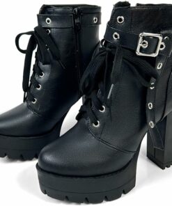 Gothic Black Buckle Combat Boots SA89