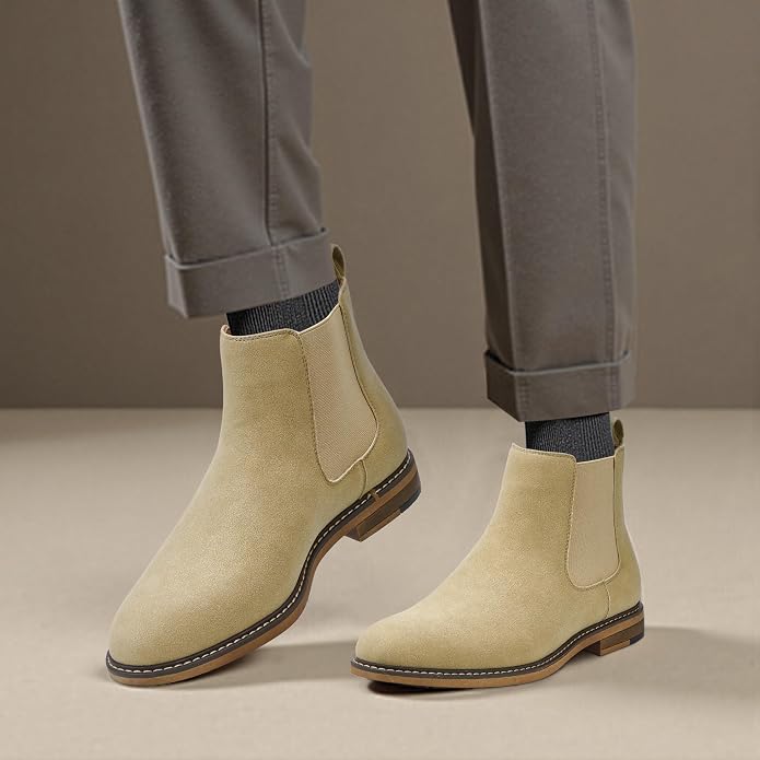 Men's Camel Suede Chelsea Boots SA105 - Image 2