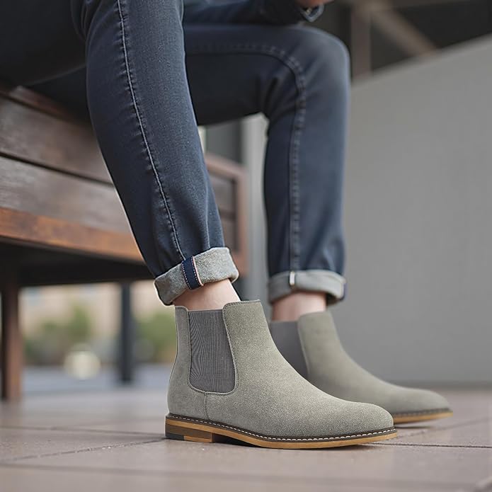 Men's Gray Suede Chelsea Boots SA106 - Image 2