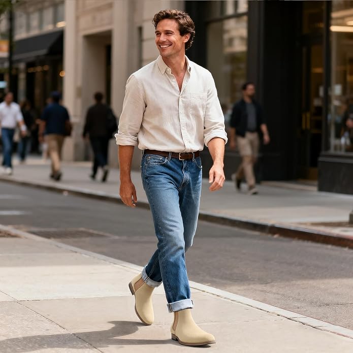 Men's Green Chelsea Boots SA102 - Image 2