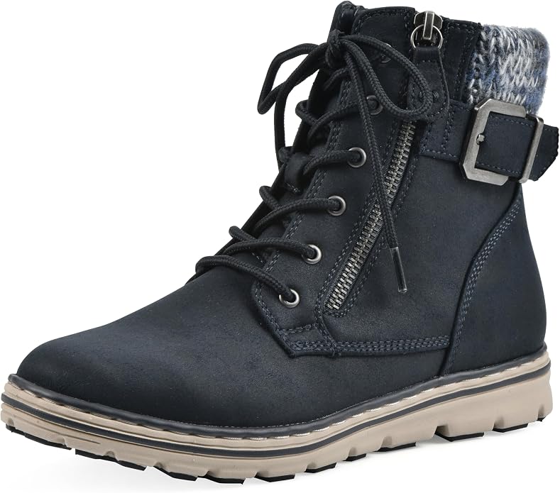 Navy Lace-up Hiker Style Boot SA133