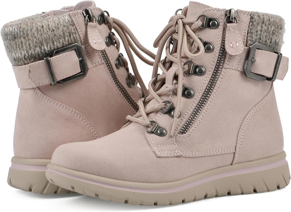 Pale Pink Cushioned Hiker Ankle Boot SA118 - Image 2