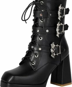 Pu Moto Black Combat Boots SA81