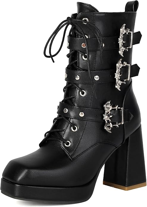 Pu Moto Black Combat Boots SA81