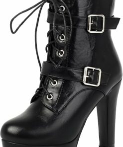 Super High Black Combat Boots SA82