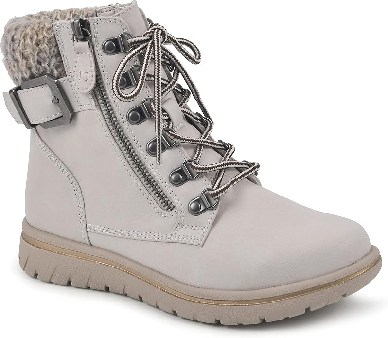 Winter White Cushioned Hiker Ankle Boots SA119
